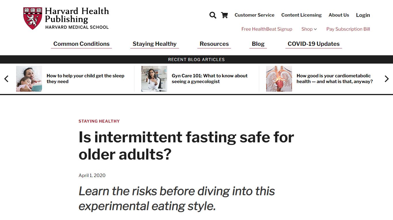 Is intermittent fasting safe for older adults? - Harvard Health